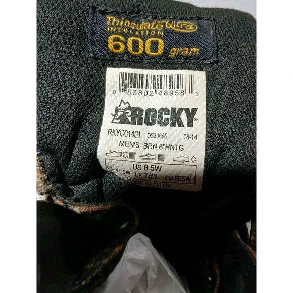 Rocky Core 600G Insulated Men 8.5 W Camo Gore-Tex Waterproof Hunting Boot #1454 - Picture 10 of 11